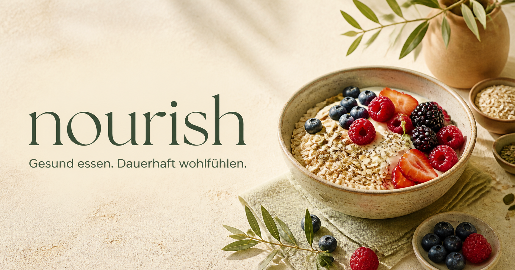 Beeren-Hafer-Bowl mit frischen Zutaten